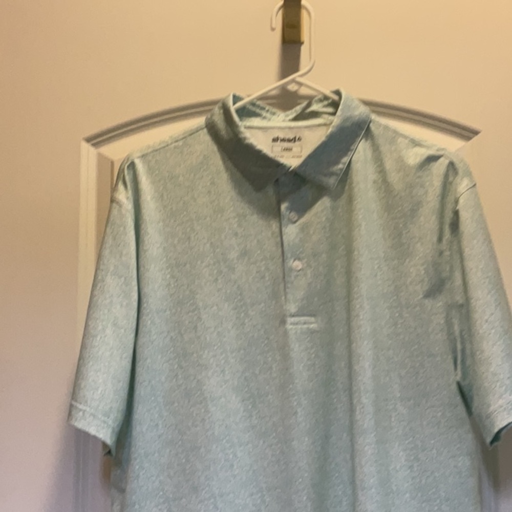 Men's Light White and Green Polo Shirt